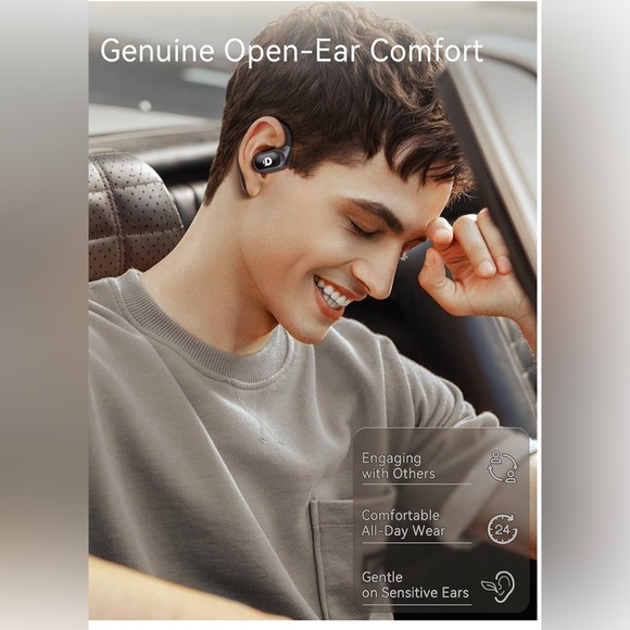 Open Ear Earbuds, True Wireless Open Ear Headphones with Earhooks New open box - Picture 3 of 6